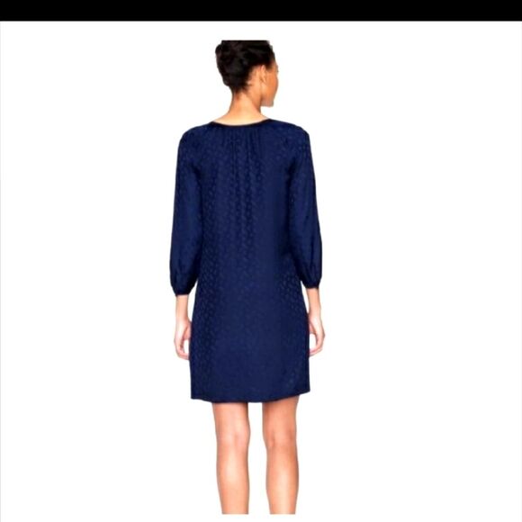 J. Crew Navy Knee Length Silk Jacquard Tonal Shift Dress Size 6 - Picture 6 of 15